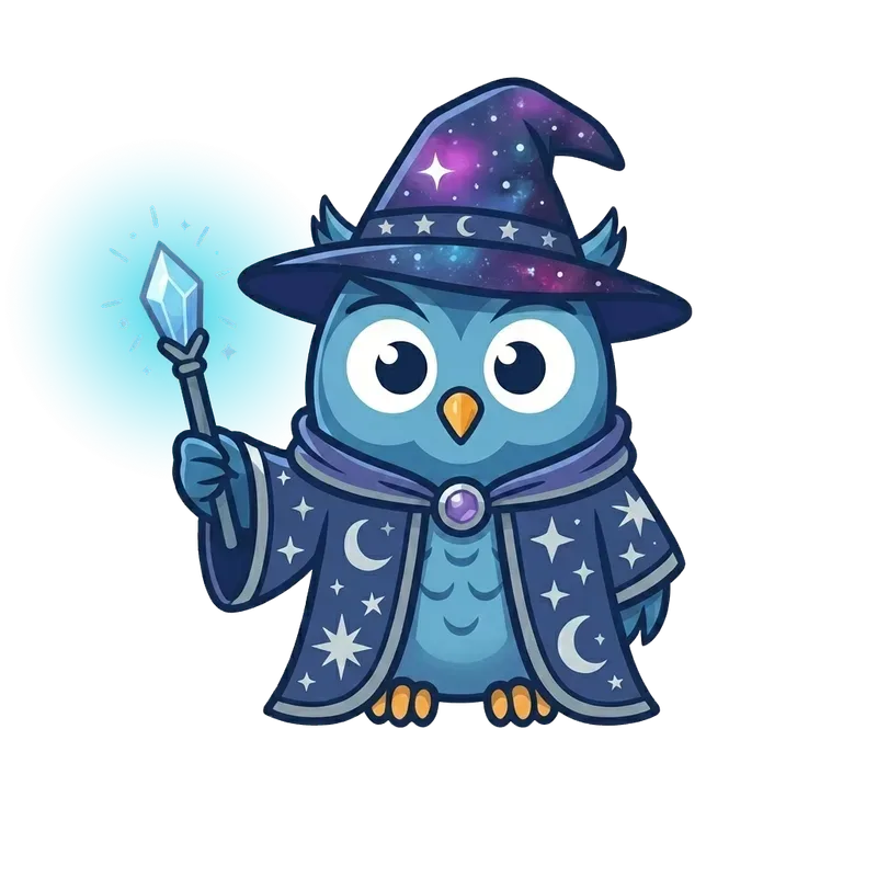 Hibou enseignant devant un tableau de classe