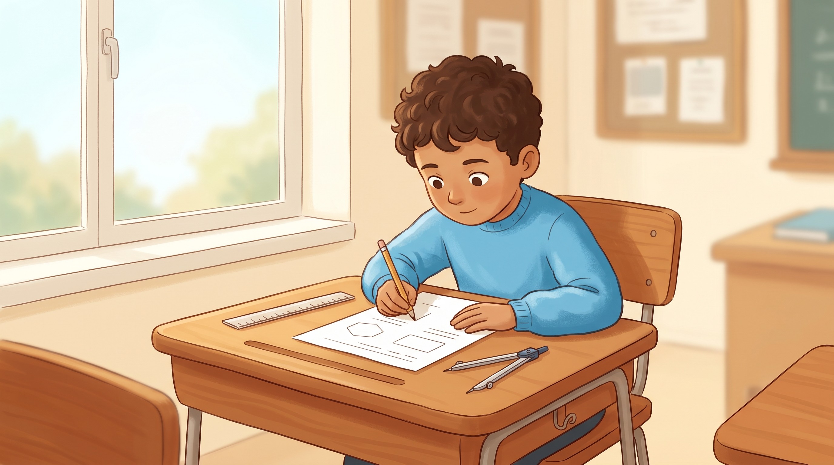 Exercices de maths CM2 gratuits : 6 exercices corrigés (fractions, géométrie, problèmes)